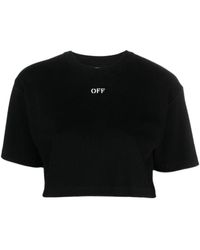 Off-White c/o Virgil Abloh - Off-Stamp Crewneck Cropped T-Shirt - Lyst