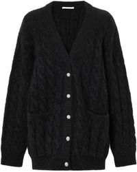 Alessandra Rich - Sequin-Embellished Cable-Knit Cardigan - Lyst