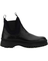 Prada - Leather And Stretch Fabric Brixxen Boots - Lyst