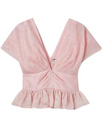 Sea - Florence Gathered Cloqué Peplum Top - Lyst