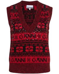 Ganni - Color-Block Knit Sleeveless V-Neck Top - Lyst