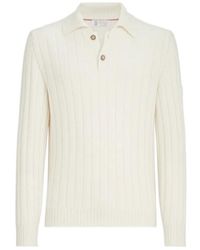 Brunello Cucinelli - Cashmere Ribbed Knit Polo Shirt - Lyst