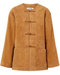 Rohe - Mandarin-Collar Suede Jacket - Lyst
