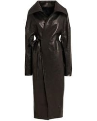 Rick Owens - Dracucollar Belted Leather Coat - Lyst
