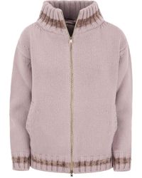 Herno - Striped Knitted Zip-Up Cardigan - Lyst