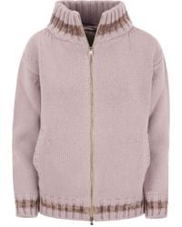 Herno - Striped Knitted Zip-Up Cardigan - Lyst