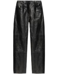 Jil Sander - Logo Patch Leather Trousers - Lyst