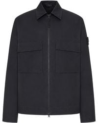 Stone Island - Logo-Patch Zip-Up Shirt Jacket - Lyst