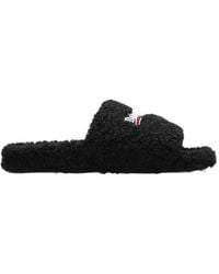 Balenciaga - Political Logo Furry Slides - Lyst