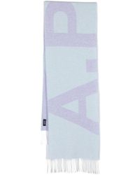 A.P.C. - Logo Detailed Fringed Scarf - Lyst