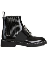 Roger Vivier - Viv' Rangers, Diamond-Button Embroidered Cowhide Ankle Boots - Lyst