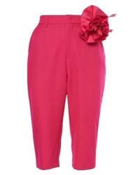 Area - Floral-Appliqué Wool Capri Pants - Lyst