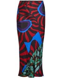Dries Van Noten - Sati Printed Satin Midi Skirt - Lyst