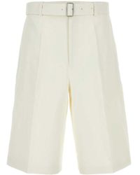 Jil Sander - Ivory Linen Bermuda Shorts - Lyst