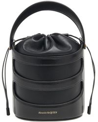 McQueen - Logo Printed Drawstring Bucket Bag - Lyst