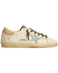 Golden Goose - Super-Star With Glitter Star And Leather Heel Tab - Lyst