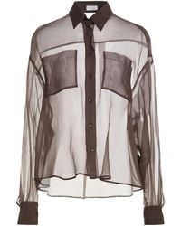 Brunello Cucinelli - Chocolate Shirt Silk - Lyst
