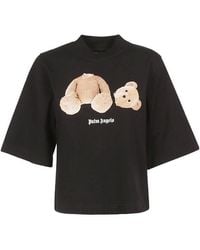 Palm Angels - Bear Print Cropped T-Shirt - Lyst