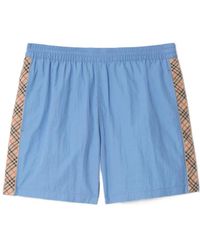 Burberry - Apos;S Nylon Check-Trim Swim Trunks - Lyst