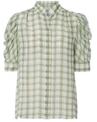 FRAME - Gillian Checked Silk Blouse - Lyst