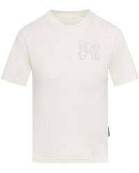 Palm Angels - Monogram Embroidered Crewneck T-Shirt - Lyst