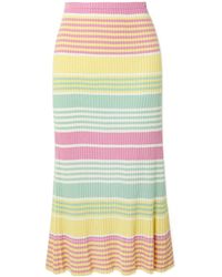 RIXO London - Kelly Striped Knit Midi Skirt - Lyst