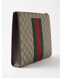 Gucci - Logo Striped Web Clutch - Lyst