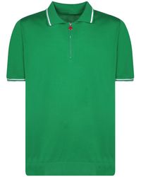 Kiton - Striped-Edge Knitted Polo Shirt - Lyst