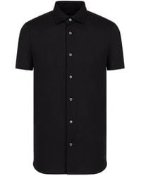 Emporio Armani - Buttoned Curved Hem Polo Shirt - Lyst