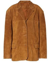 STAUD - Corrine Single-Breasted Suede Jacket - Lyst
