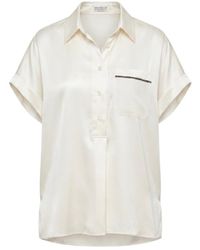 Brunello Cucinelli - Monili-Chain Short-Sleeved Blouse - Lyst
