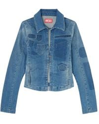 DIESEL - One-Button Denim Shirt With Patch Effects - Lyst