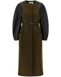 Fendi - Single Breasted Belted Panelled Coat - Lyst