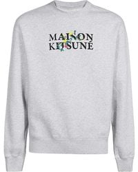 Maison Kitsuné - Maison Kitsuné Logo Printed Crewneck Sweatshirt - Lyst