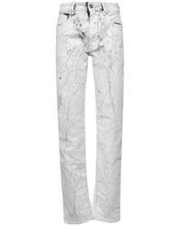 MM6 by Maison Margiela - Craquele Effect Paint Slim Fit Jeans - Lyst