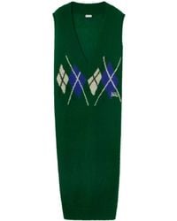 Burberry - Argyle-Intarsia V-Neck Maxi Dress - Lyst