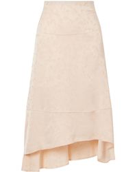 Victoria Beckham - Asymmetric Floral--Jacquard Satin Midi Skirt - Lyst