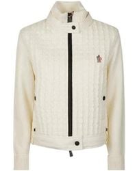 Moncler - Grenoble Quilted Zip-Up Knitted Sweater - Lyst