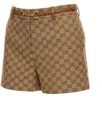 Gucci - Horsebit Detail Gg Shorts - Lyst