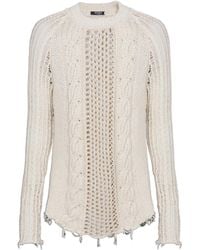 Balmain - Distressed Cable-Knit Jumper - Lyst