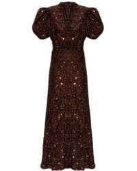 ROTATE BIRGER CHRISTENSEN - Sequin-Embellishment Puff-Sleeve Midi Dress - Lyst