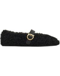 Ferragamo - Buckle-Fastening Shearling Lace-Up Shoes - Lyst