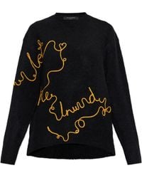 AllSaints - Embroidered Crew Neck Sweater - Lyst