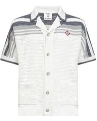 CASABLANCA - Striped Knit Short-Sleeved Sweater - Lyst