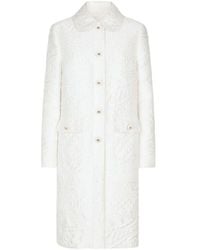 Dolce & Gabbana - Floral-Jacquard Belted Coat - Lyst