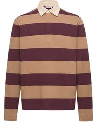 Moncler - Striped Cotton Long Sleeve Polo Shirt - Lyst