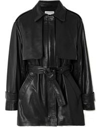 Nour Hammour - Priya Belted Paneled Leather Jacket - Lyst
