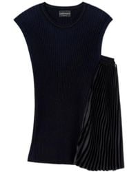Emporio Armani - Ribbed-Knit Pleated-Panel Top - Lyst