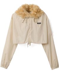 Miu Miu - Technical Fabric And Shearling Windbreaker - Lyst