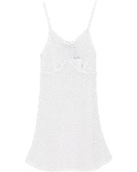 GIUSEPPE DI MORABITO - Pearl-Embellished Crochet-Knit Mini Dress - Lyst